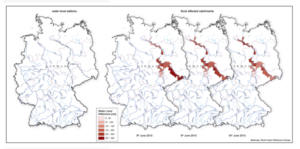 Spatiotemporal distribution of flood affected catchments