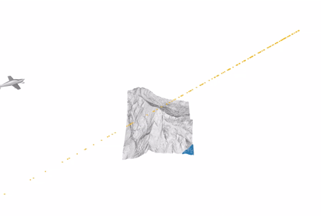 Virtual airborne laser scanning of Swiss mountain